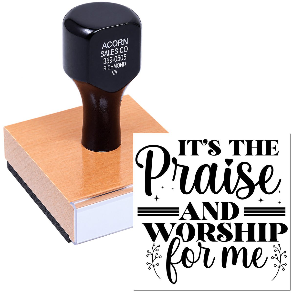 Custom rubber stamp with Its the Praise and Worship for Me design for church, prayer, and faith-based crafts.