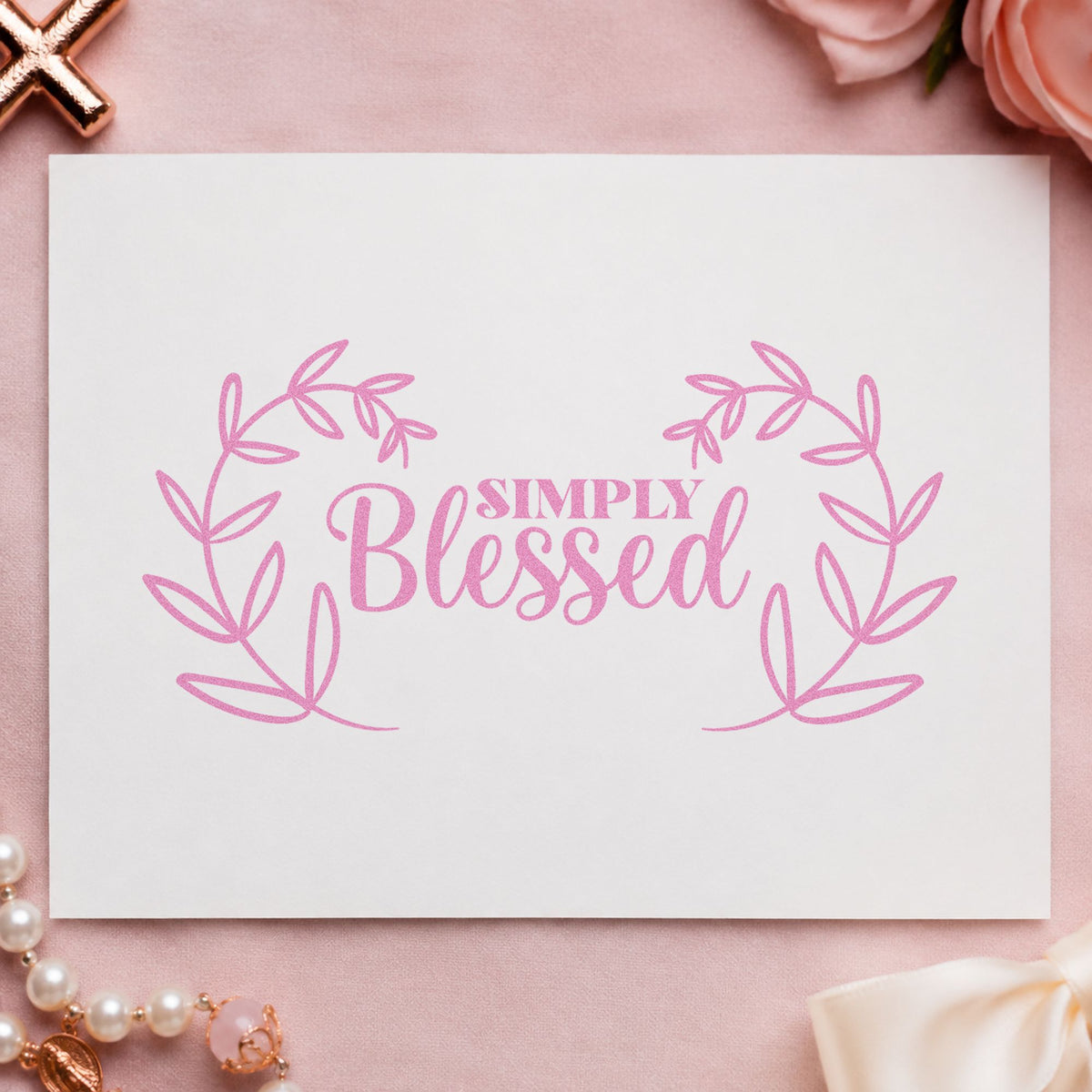 Simply Blessed Leaf Wreath Slim Pre-Inked Stamp in use 10