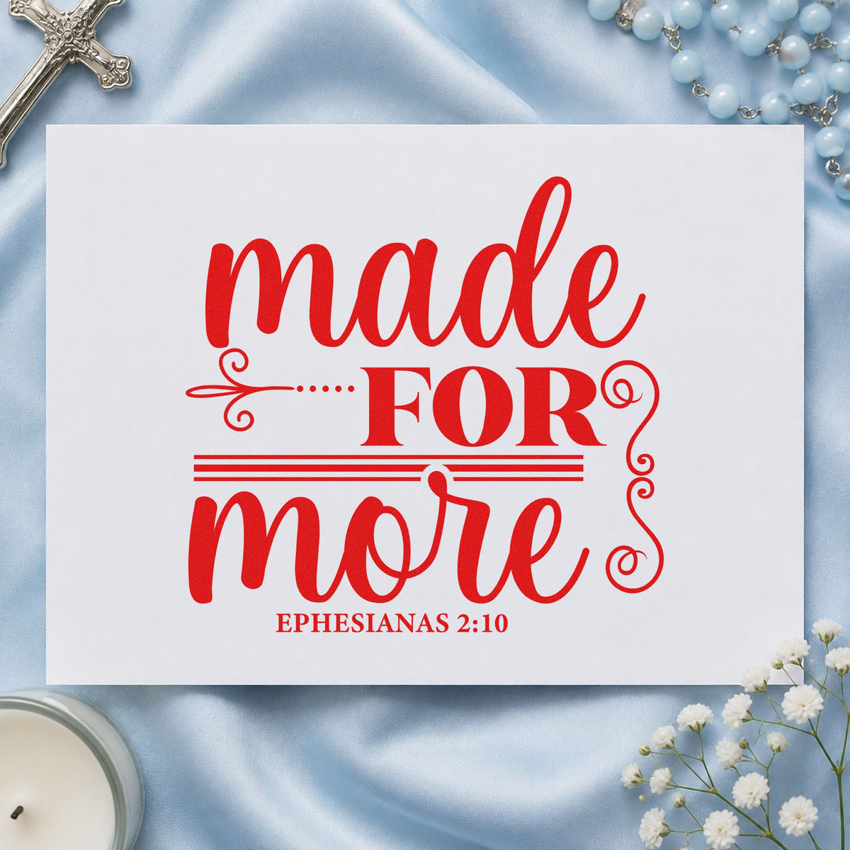 Made for More rubber stamp shown in red ink, stamped for projects such as retirement cards.