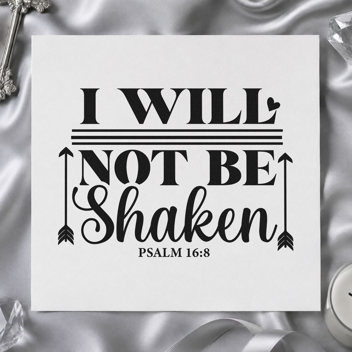 I Will Not Be Shaken Arrows rubber stamp printed in black ink, ready for arrow unshaken cards and similar paper crafts.