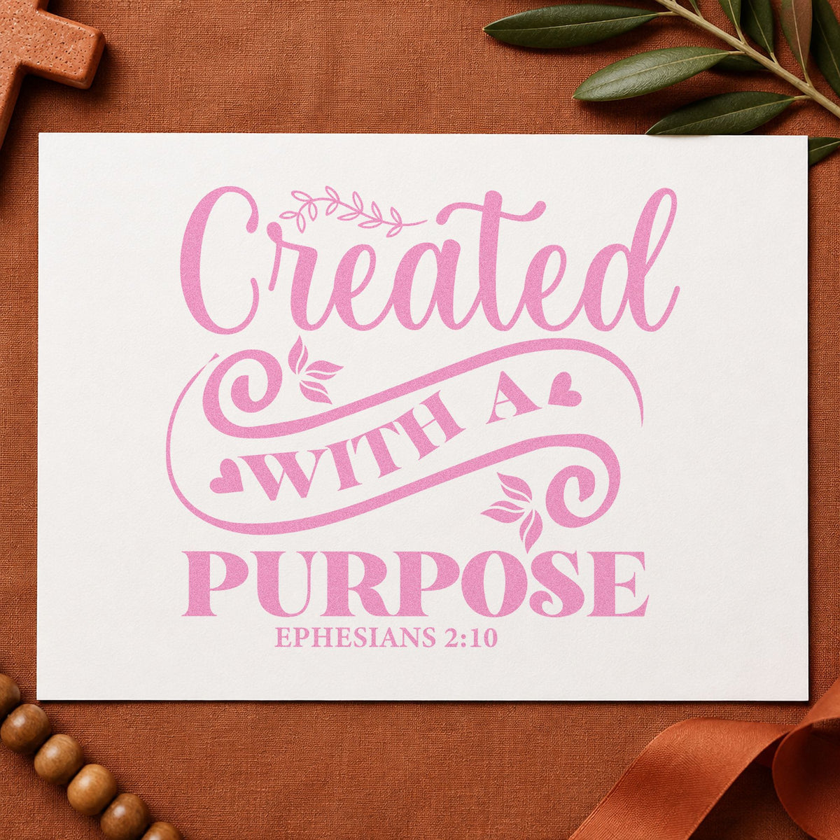 Created with a Purpose Flourish craft stamp in purple ink on cardstock, an easy option for confirmation gifts.