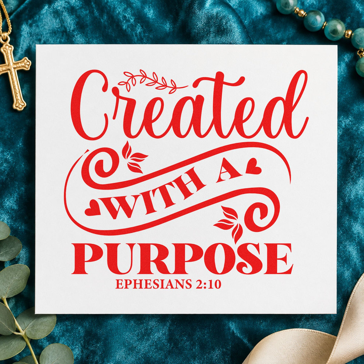 Created with a Purpose Flourish rubber stamp shown in red ink, stamped for projects such as special needs welcomes.