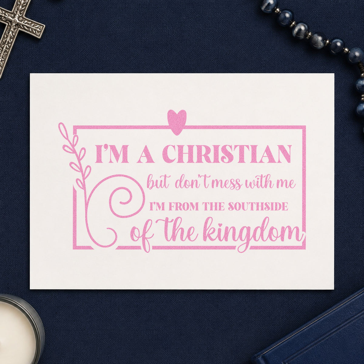 Christian Southside Leaf Frame Slim Pre-Inked Stamp in use 10