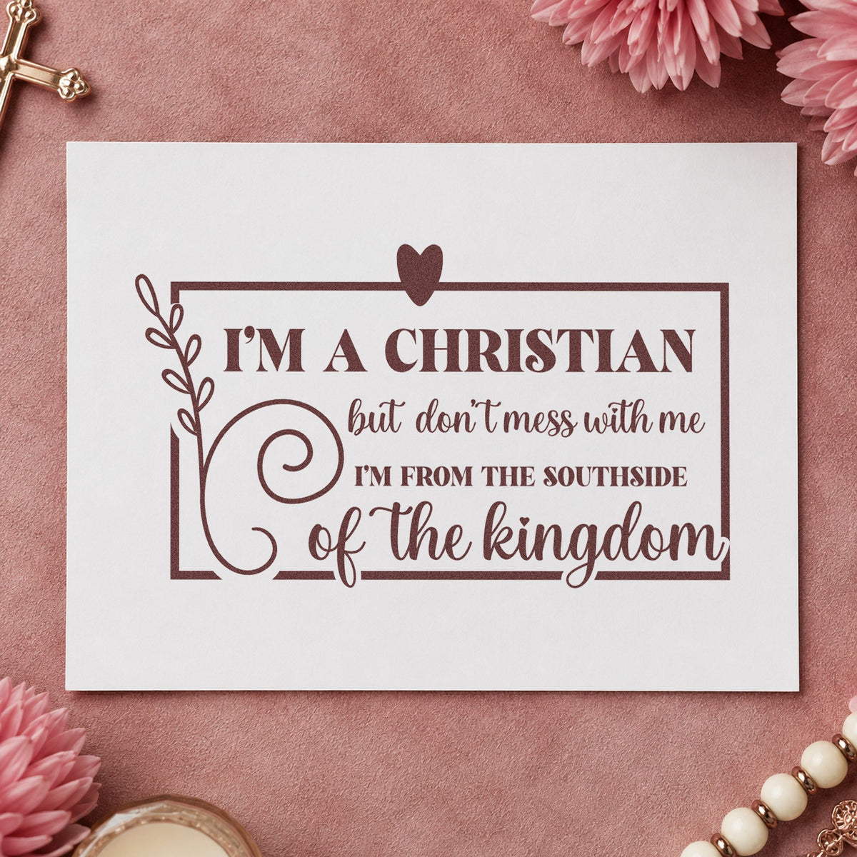 Christian Southside Leaf Frame Self-Inking Stamp in use 4
