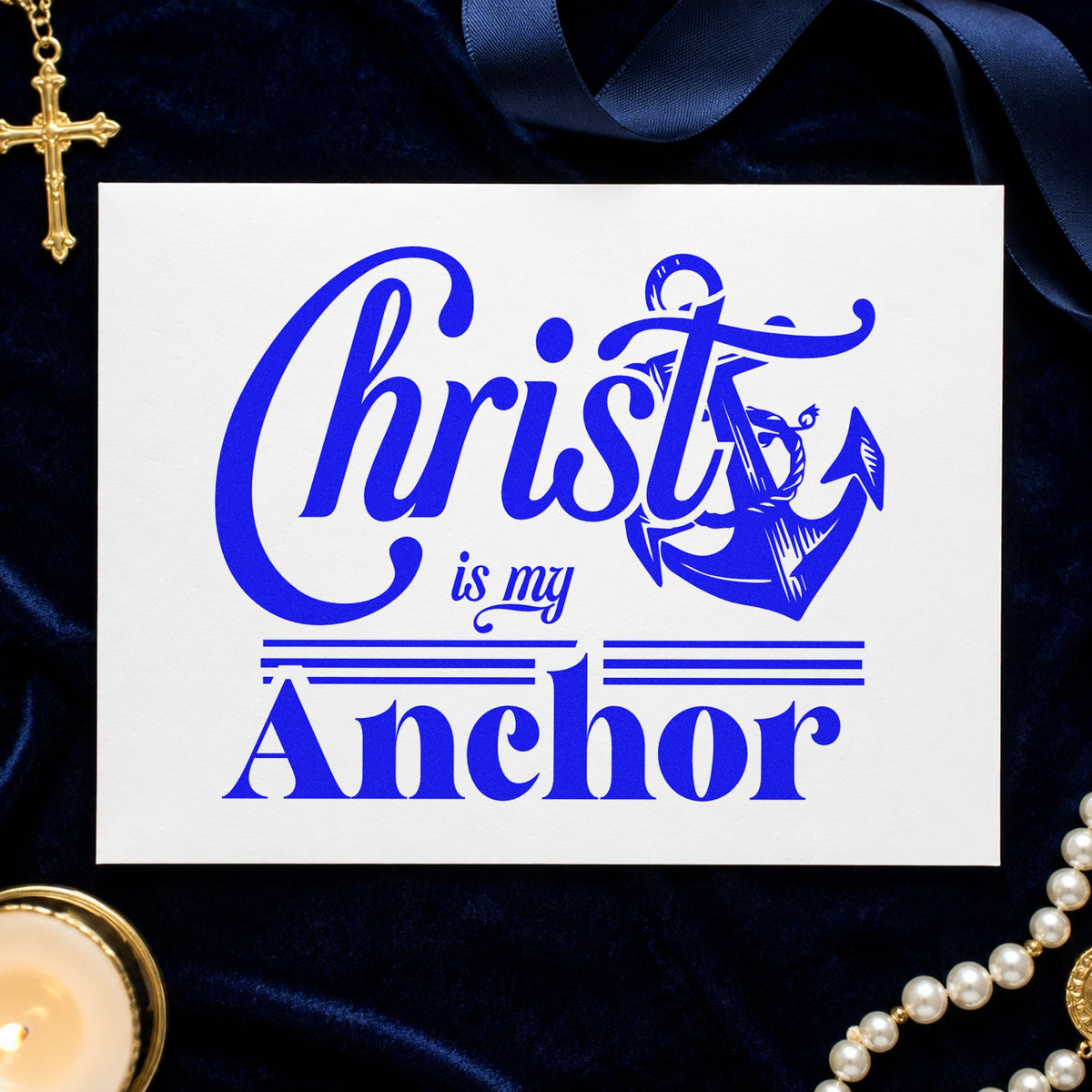 Christ Is My Anchor Script Lettering Rubber Stamp – Wood Handle in use 5
