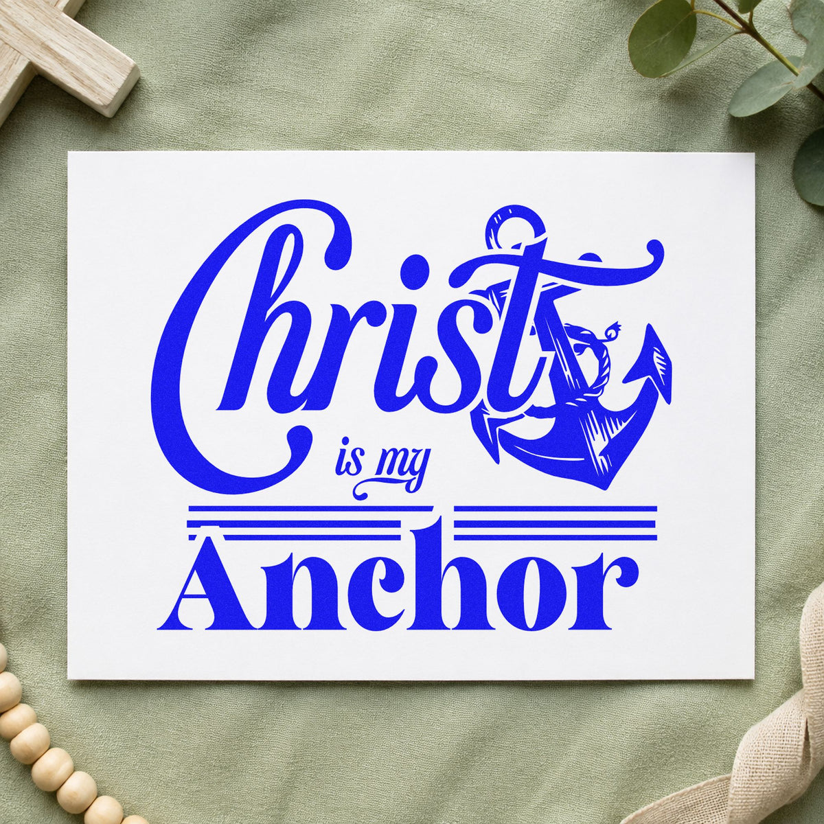 Christ Is My Anchor Script Lettering Rubber Stamp – Wood Handle in use 6