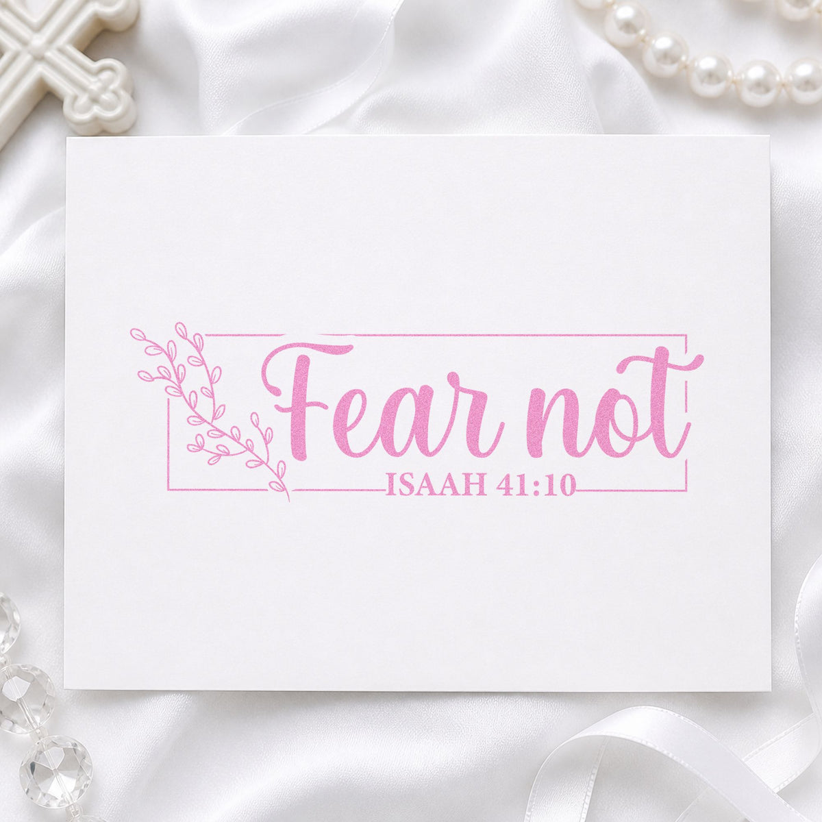 Fear Not Leafy Frame Wood Handle Stamp in use 10