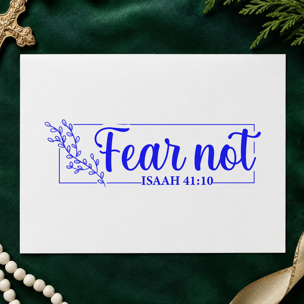 Fear Not Leafy Frame Wood Handle Stamp in use 6
