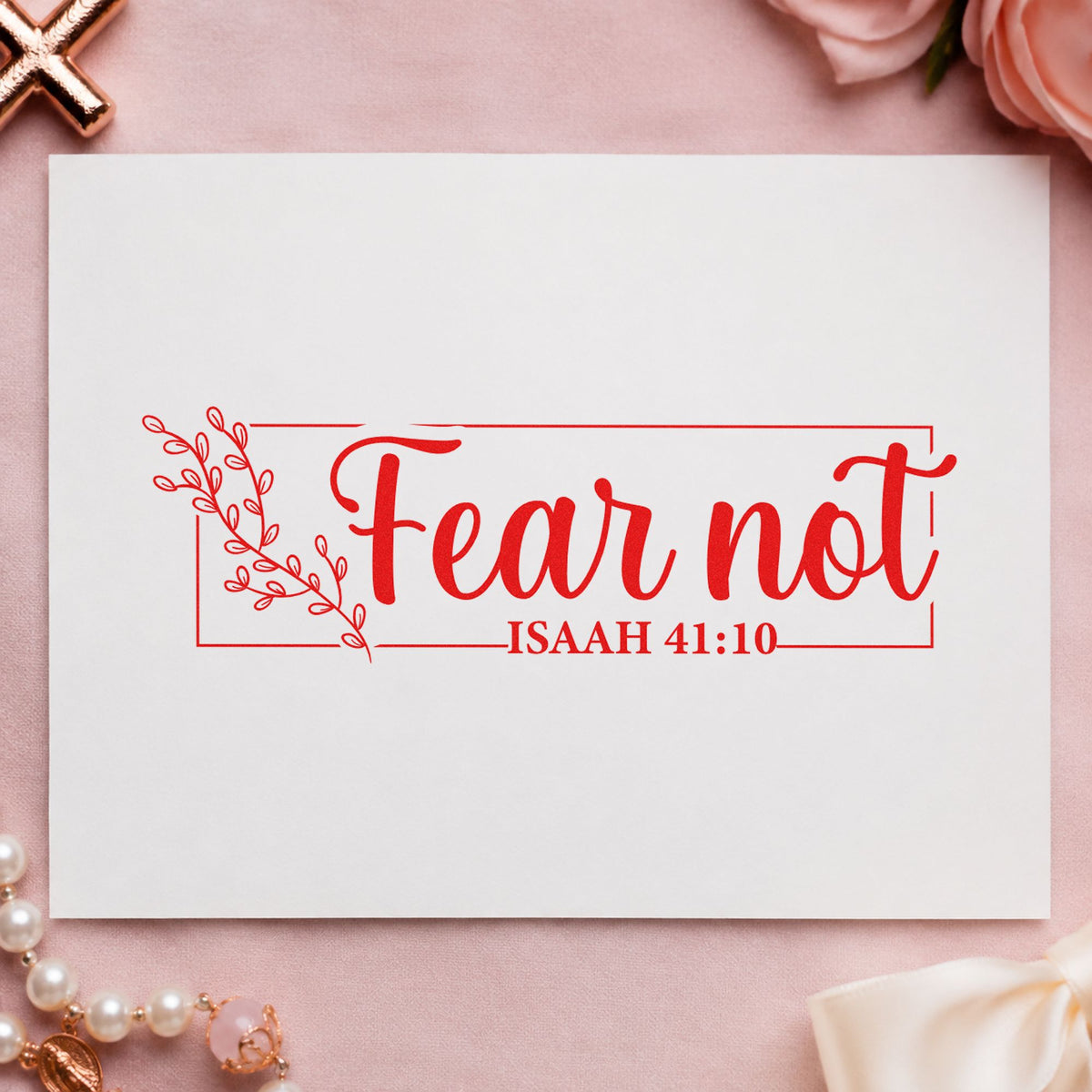 Fear Not Leafy Frame Wood Handle Stamp in use 7