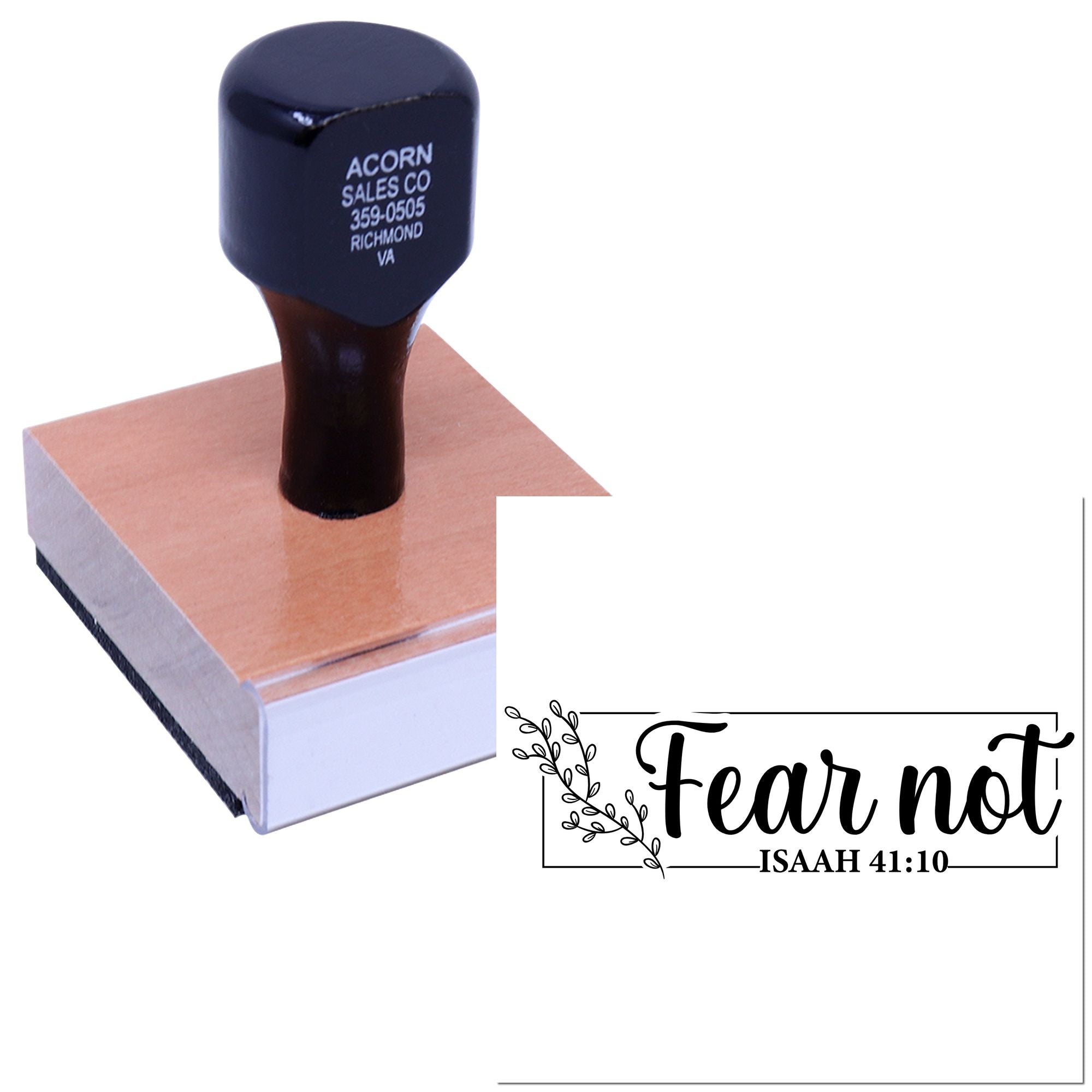 Bible verse rubber stamp reading Fear Not Isaiah 41:10 for inspirational cards, faith-based crafts, and church projects.