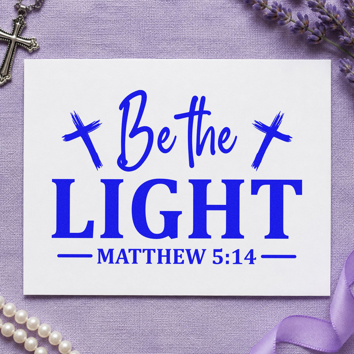 Be The Light Crosses With Cross Pre-Inked Stamp – Slim in use 6