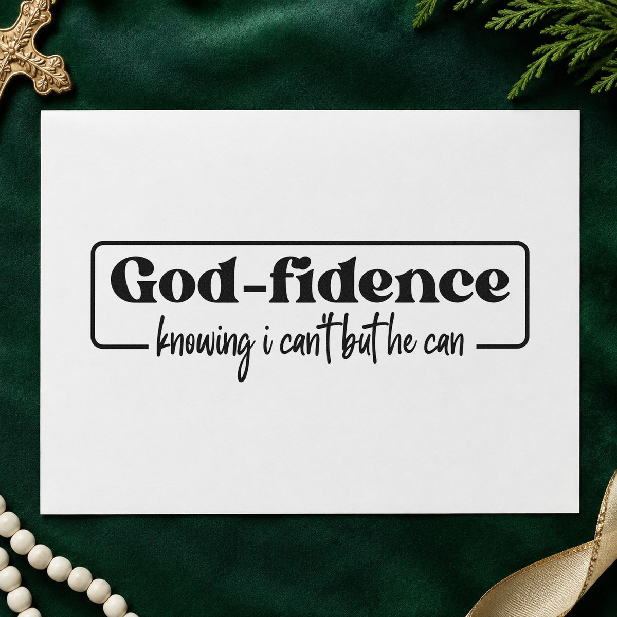 Godfidence Knowing Badge rubber stamp printed in black ink, ready for rounded frame cards and similar paper crafts.
