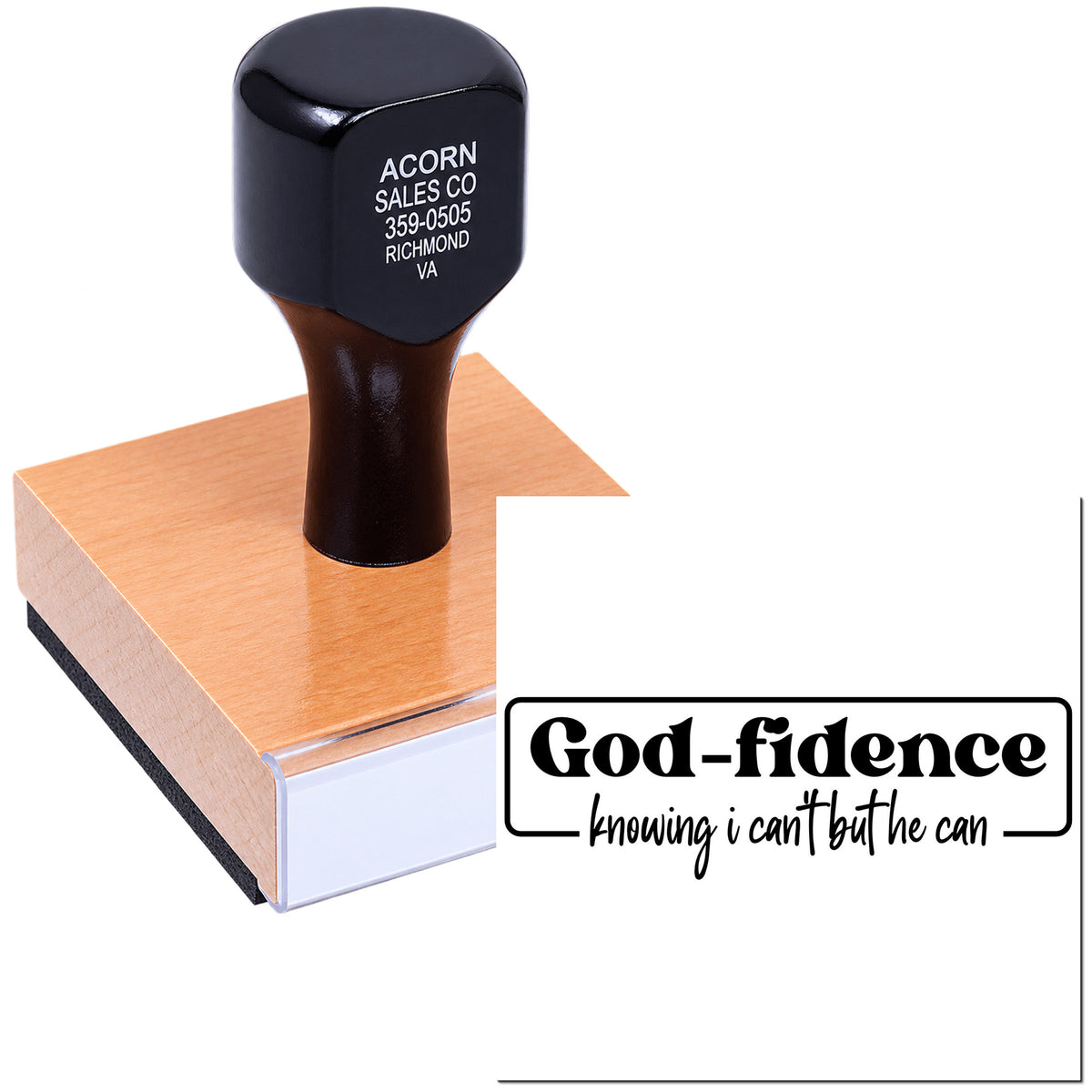 Custom Christian rubber stamp with God-fidence, knowing I cant but He can inspirational quote.
