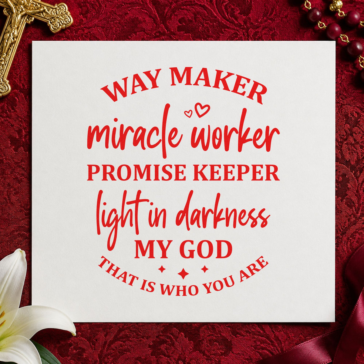 Way Maker Miracle Worker Lettering Wood-Mounted Rubber Stamp in use 7