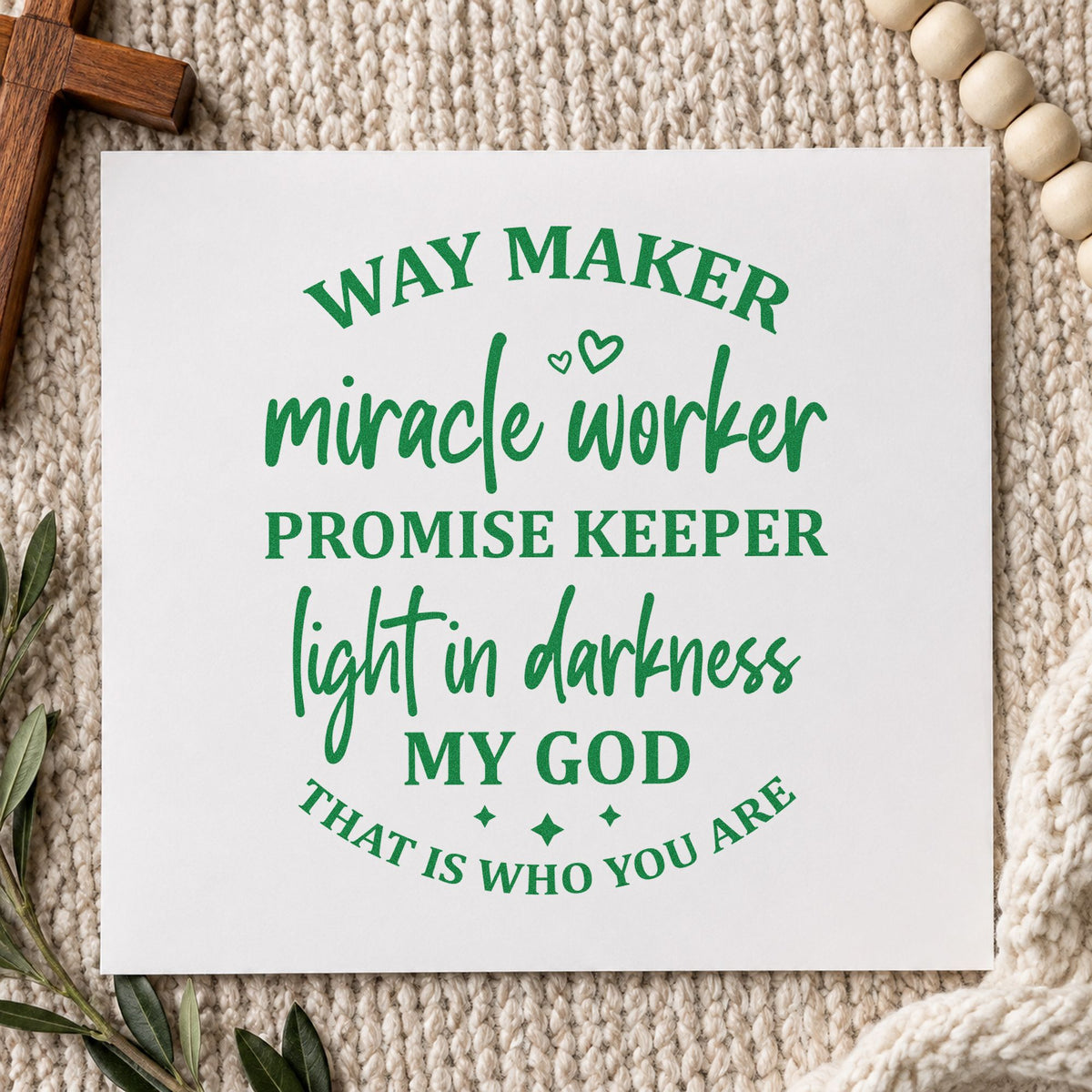 Way Maker Miracle Worker Lettering Wood-Mounted Rubber Stamp in use 8