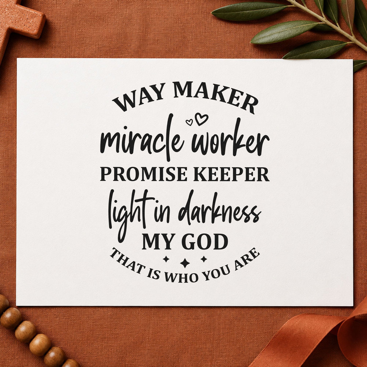 Way Maker Miracle Worker Lettering Wood-Mounted Rubber Stamp in use 9