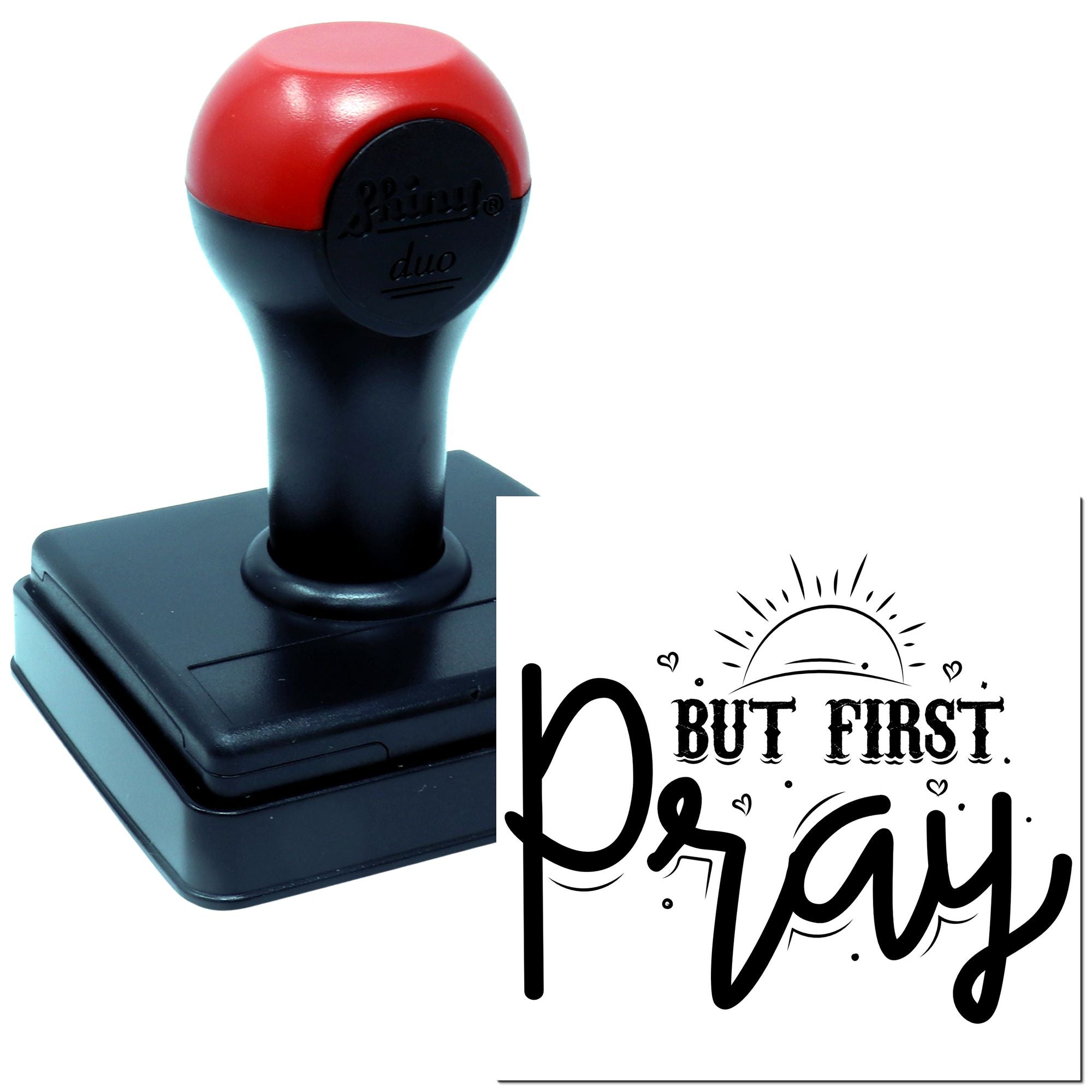 But First Pray self-inking rubber stamp for faith-based crafts, church notes, and Christian journaling.