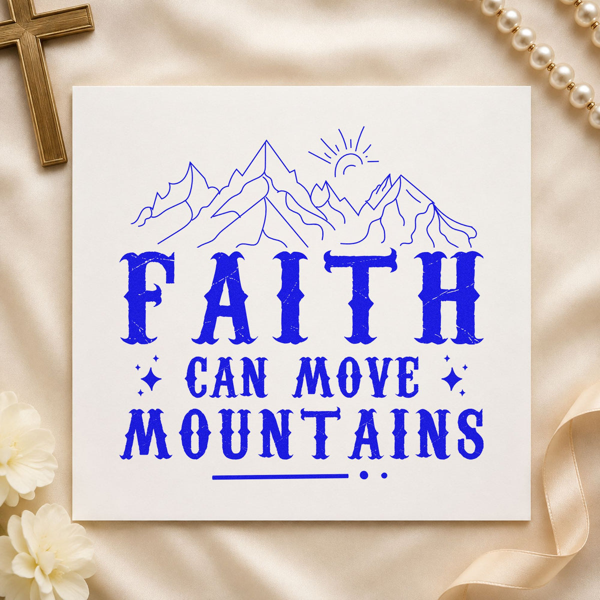 Faith Can Move Mountains Peaks Sunrise Craft Stamp – Self-Inking in use 5