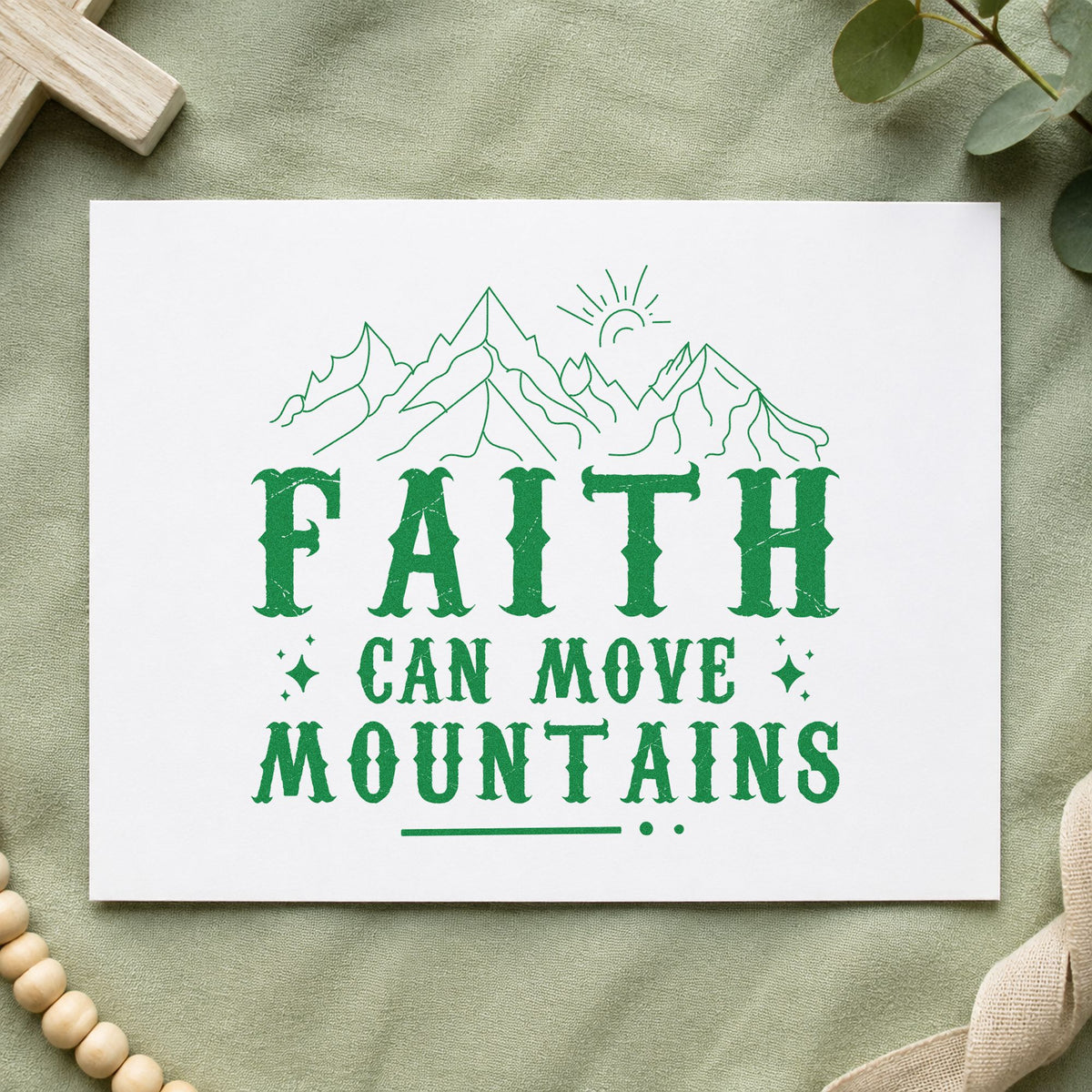 Faith Can Move Mountains Peaks Sunrise Craft Stamp – Self-Inking in use 8
