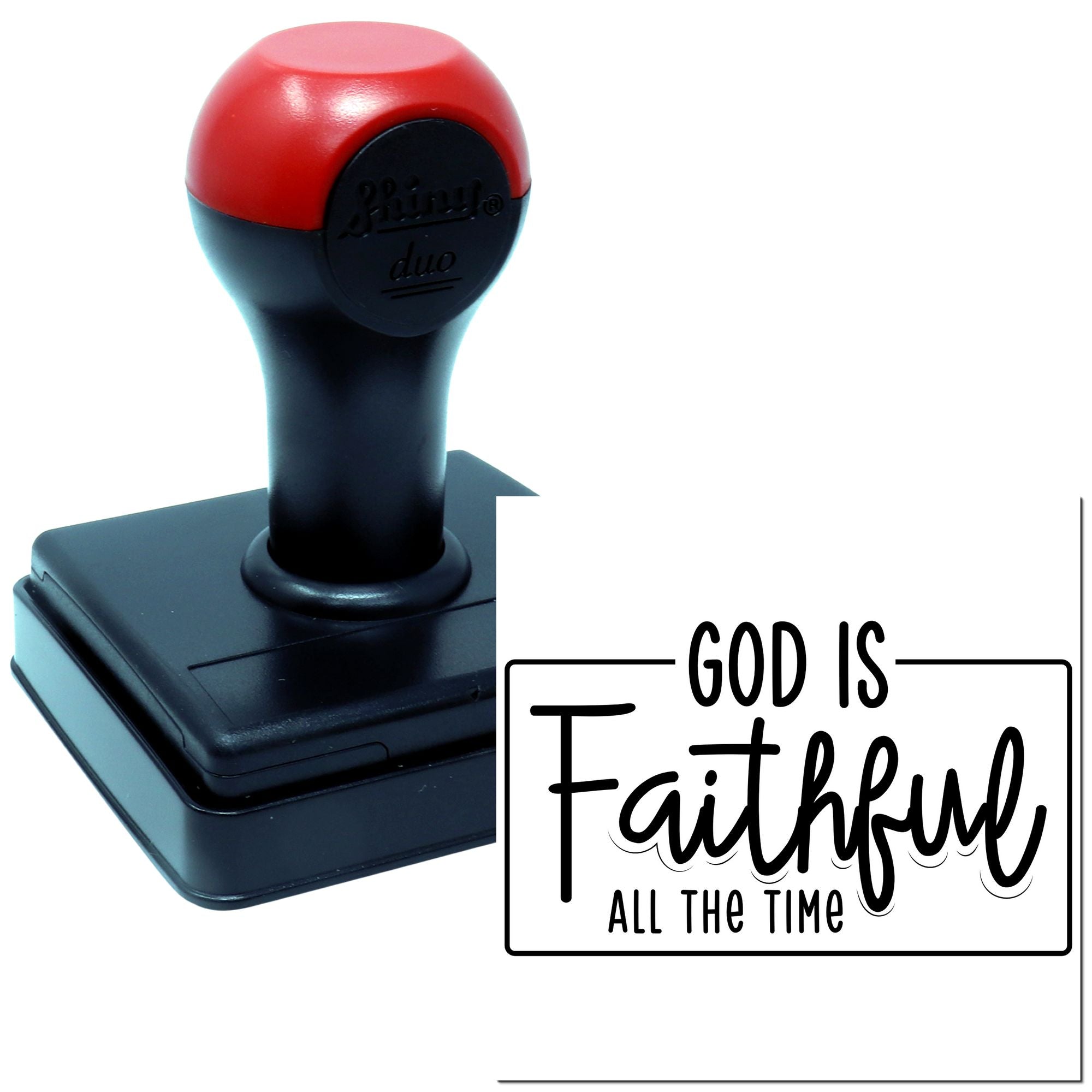 Christian rubber stamp with God is Faithful All the Time message for faith-based crafts, cards, and journaling.