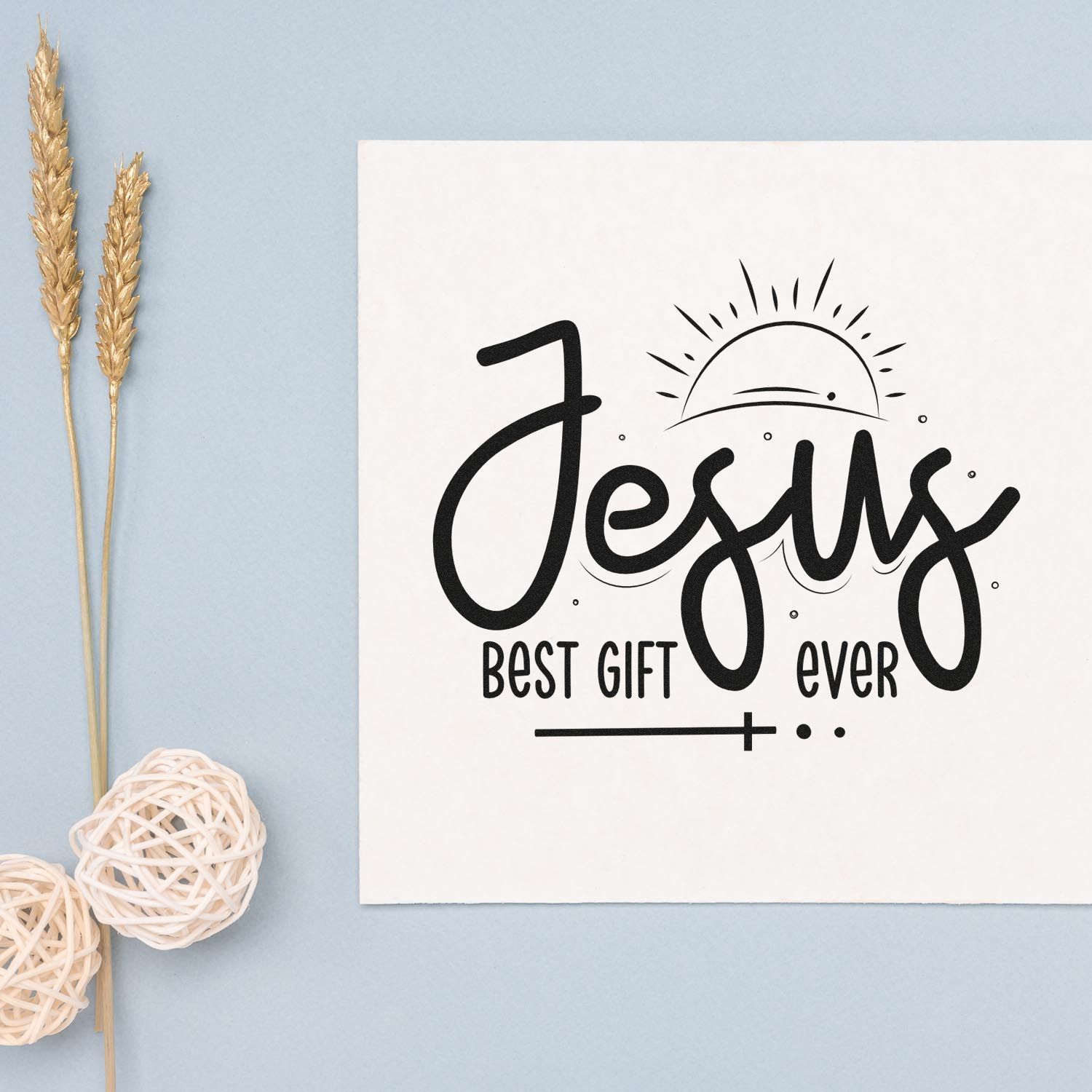 Jesus best gift ever rubber stamp design for Christian crafts, faith-based packaging, and handmade gift cards.