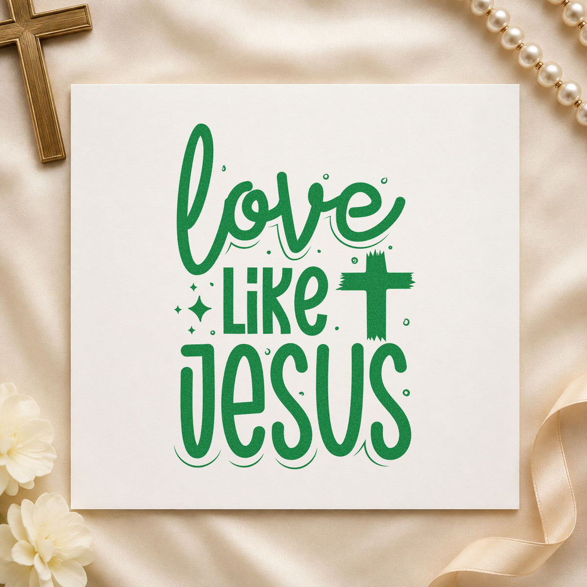 Love Like Jesus Cross Accent Hand Stamp – Duo in use 3