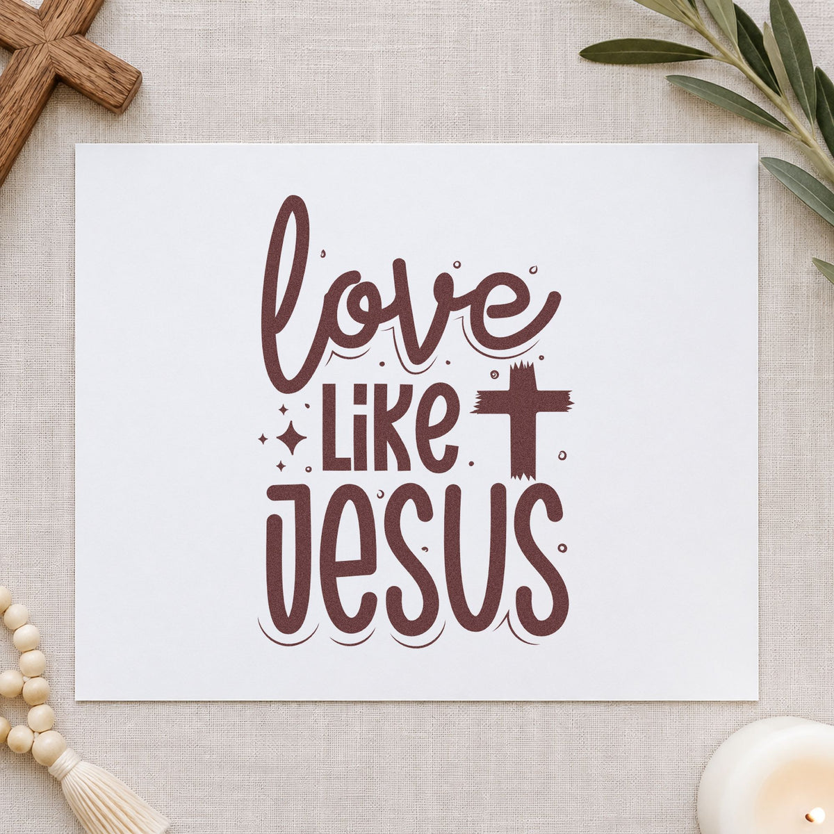Love Like Jesus Cross Accent Hand Stamp – Duo in use 4