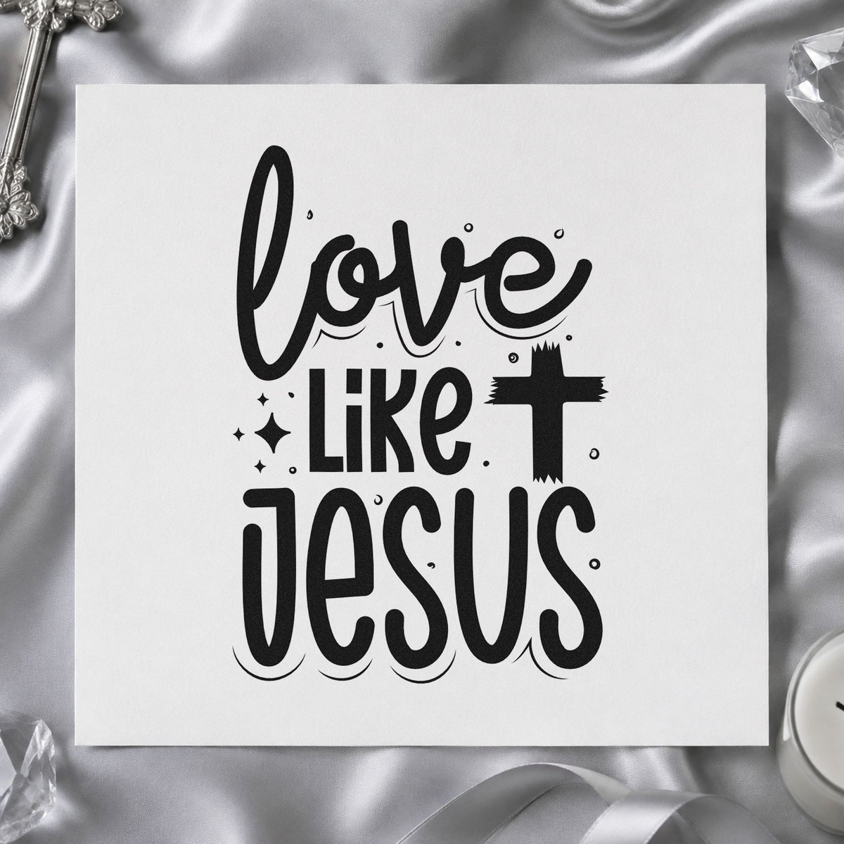 Love Like Jesus Cross Accent Hand Stamp – Duo in use 9