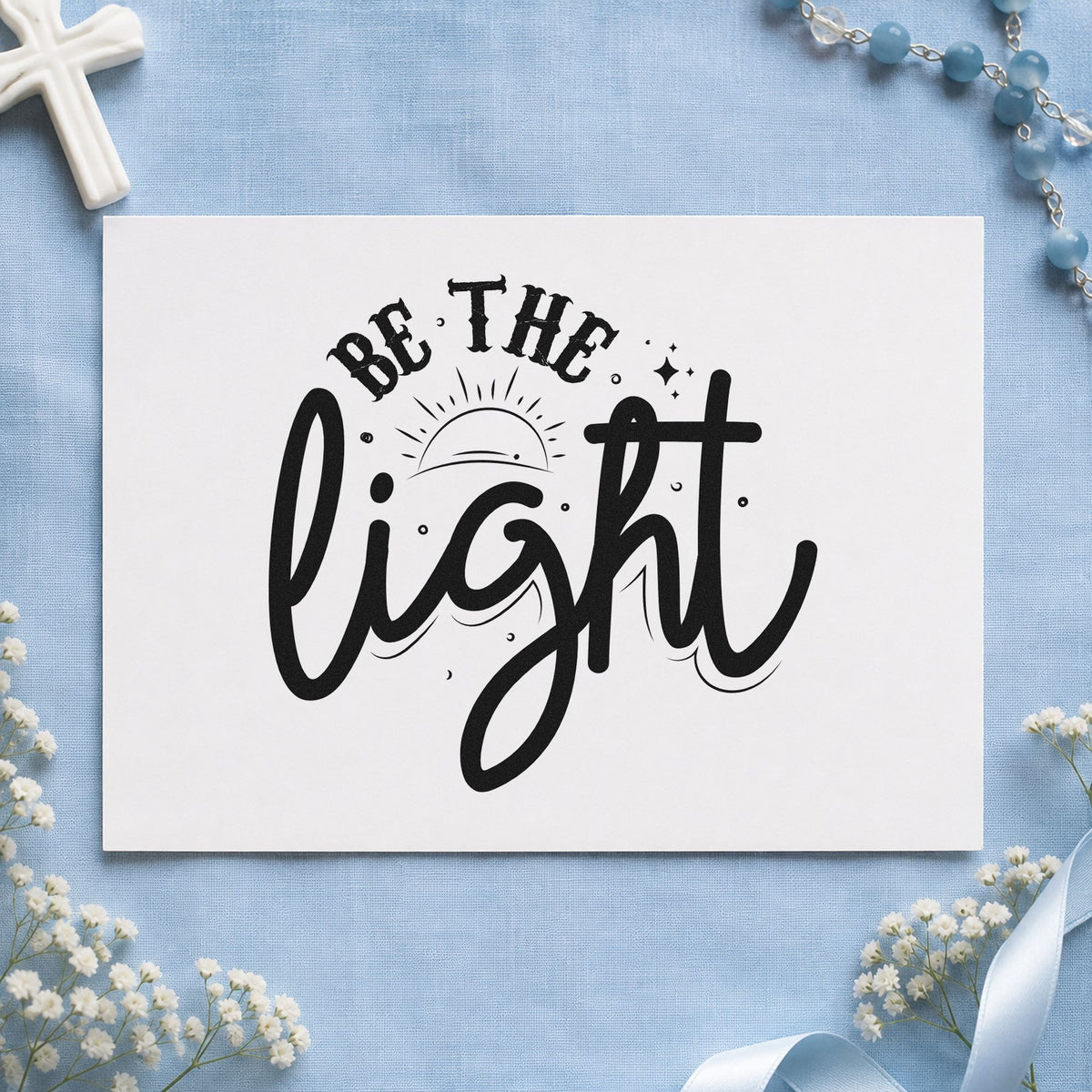 Be The Light Sunrise Script Lettering Slim Pre-Inked Stamp in use 9