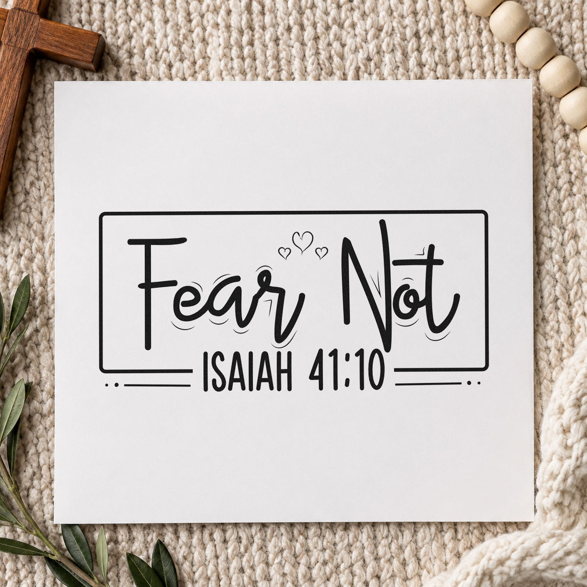 Fear Not Heart Frame rubber stamp printed in black ink, ready for fear not frame cards and similar paper crafts.