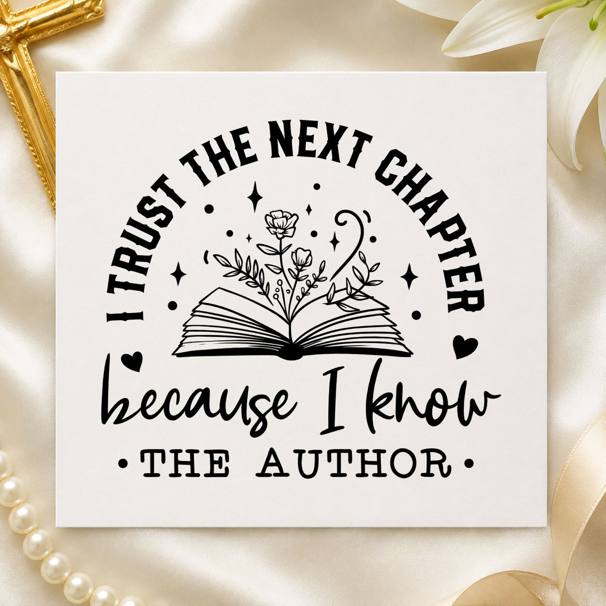Trust The Author Open Book Floral Accents Stamp – Self-Inking in use 9