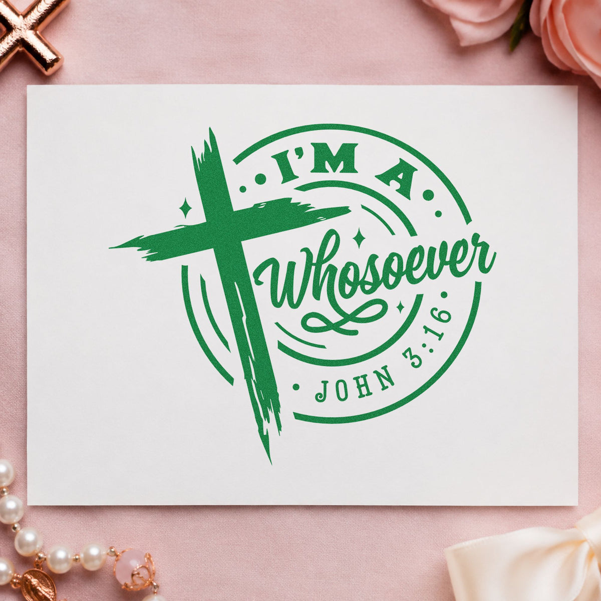 I'm A Whosoever Brushstroke Cross Hand Stamp – Duo in use 3