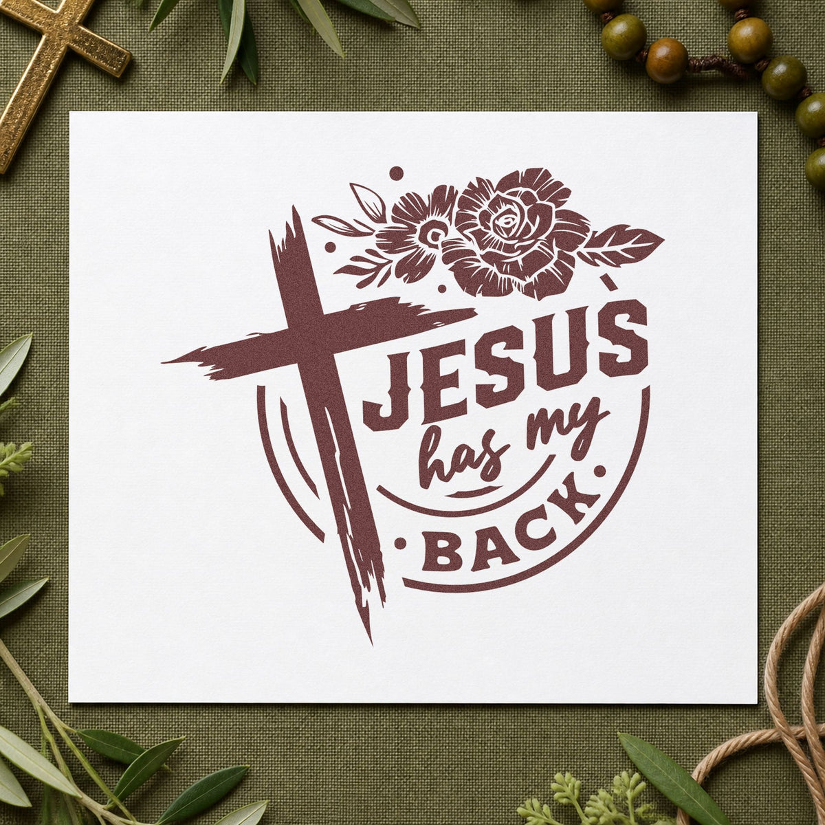 Jesus Has My Back Rose Badge Compact Pre-Inked Stamp – Slim in use 4