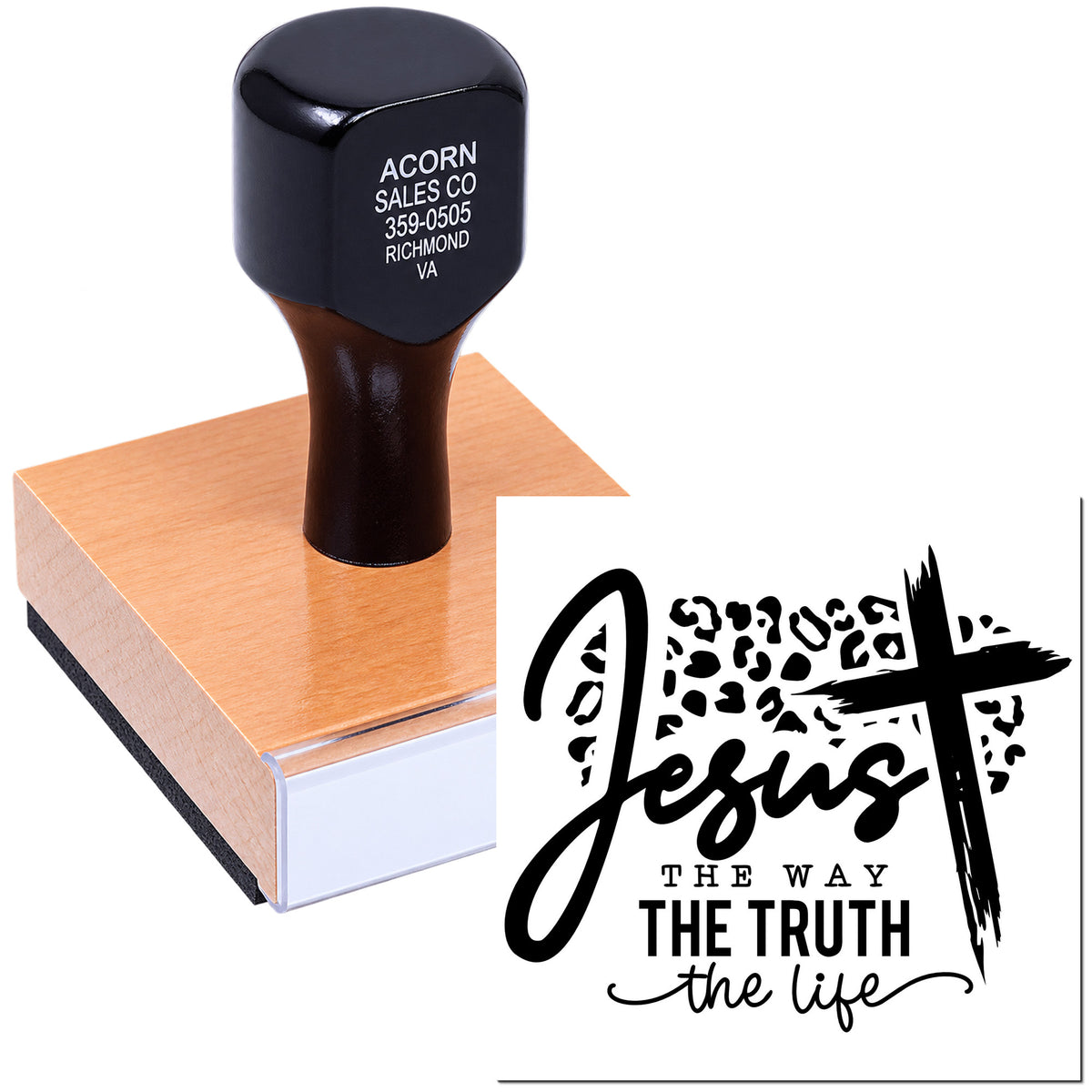 Custom religious rubber stamp featuring Jesus the way, the truth, the life design for church crafts, cards, and faith projects.