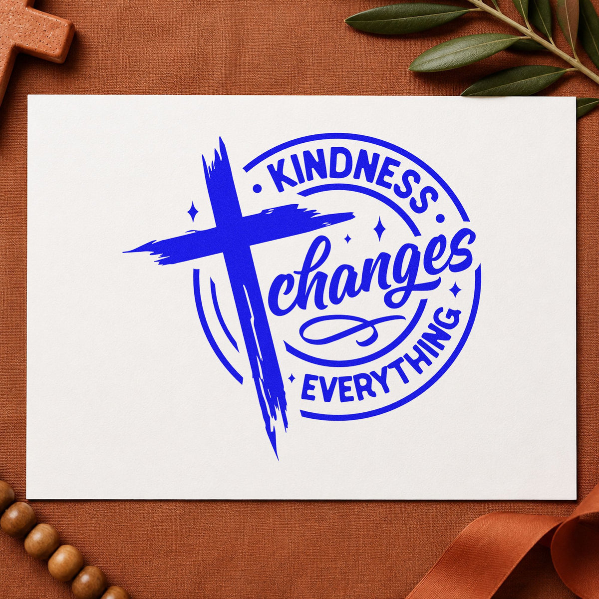 Kindness Changes Everything Brushstroke Cross Pre-Inked Stamp – Slim in use 5