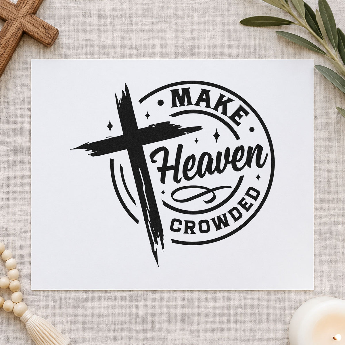 Make Heaven Crowded Badge rubber stamp printed in black ink, ready for crowded circle cards and similar paper crafts.