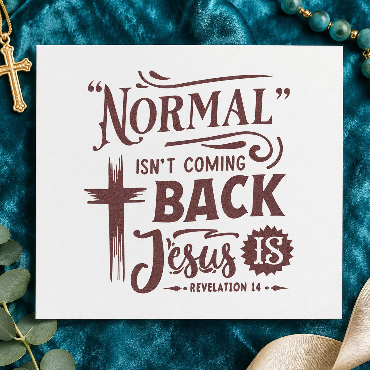 Normal Isn't Coming Back rubber stamp printed in brown ink, ready for news fast bookmarks and similar paper crafts.