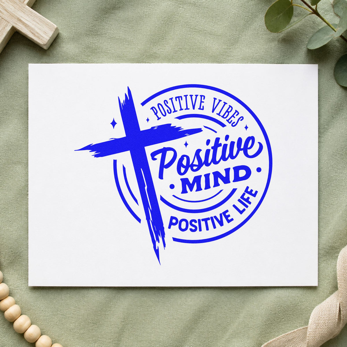 Positive Vibes, Positive Mind, Positive Life Wood Handle Stamp in use 5