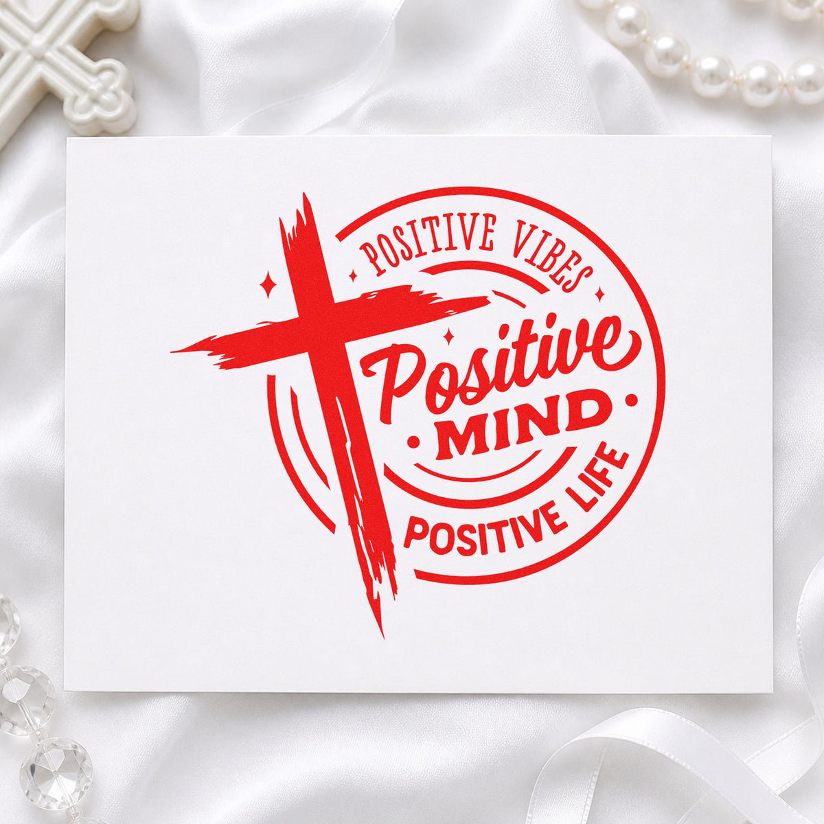 Positive Vibes, Positive Mind, Positive Life Wood Handle Stamp in use 7