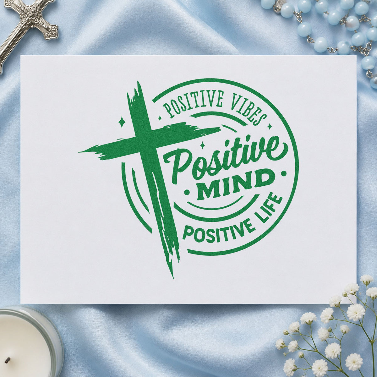Positive Vibes, Positive Mind, Positive Life Wood Handle Stamp in use 8