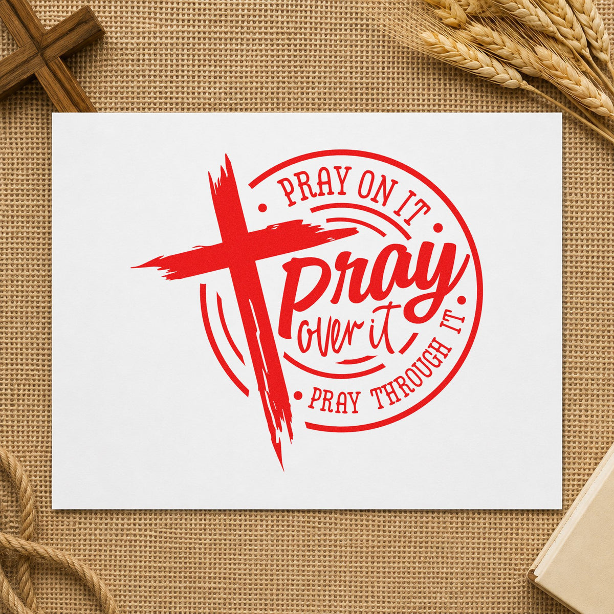 Pray Over It Badge Self-Inking Stamp in use 7