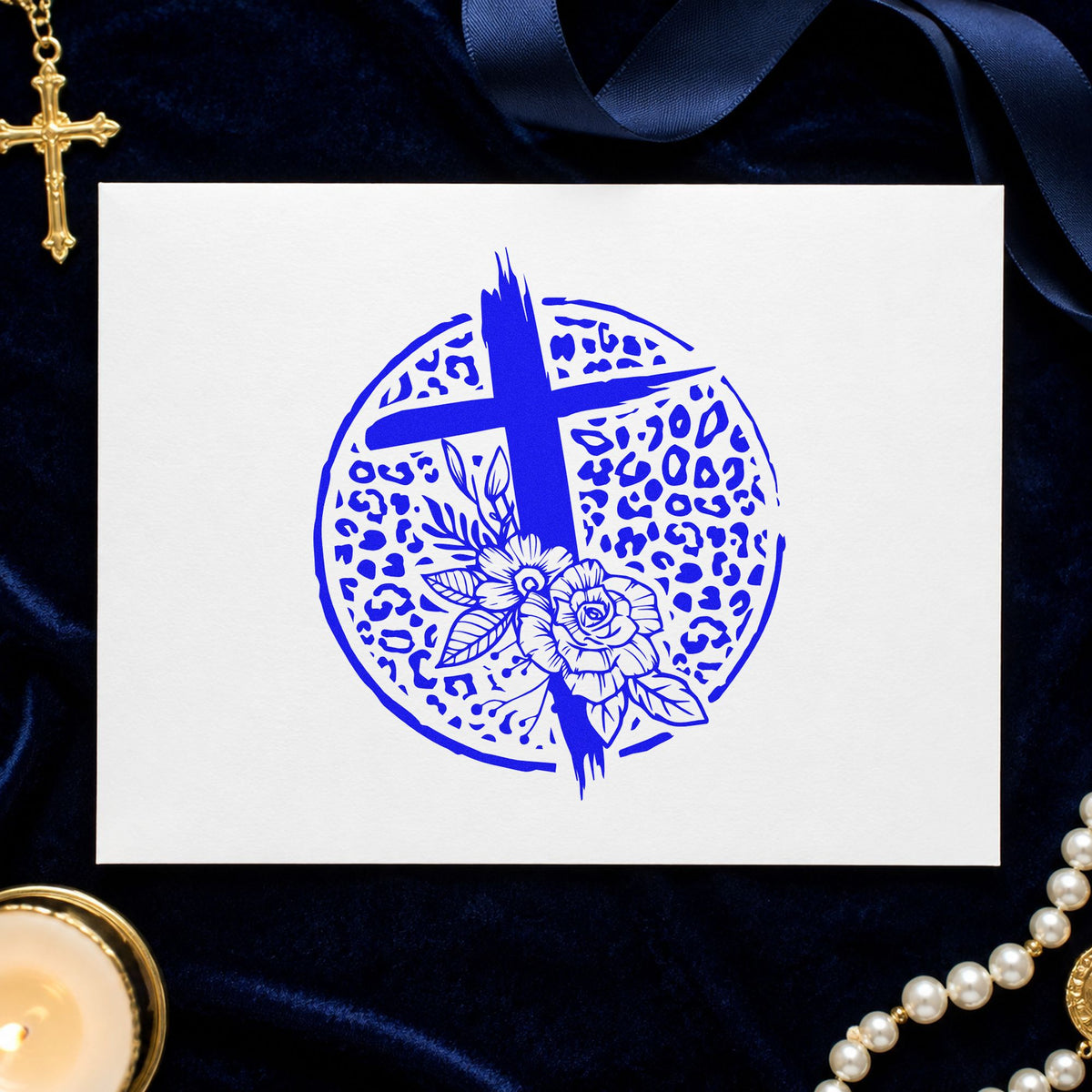 Cross And Flowers Leopard Circle Pre-Inked Stamp – PSI in use 6