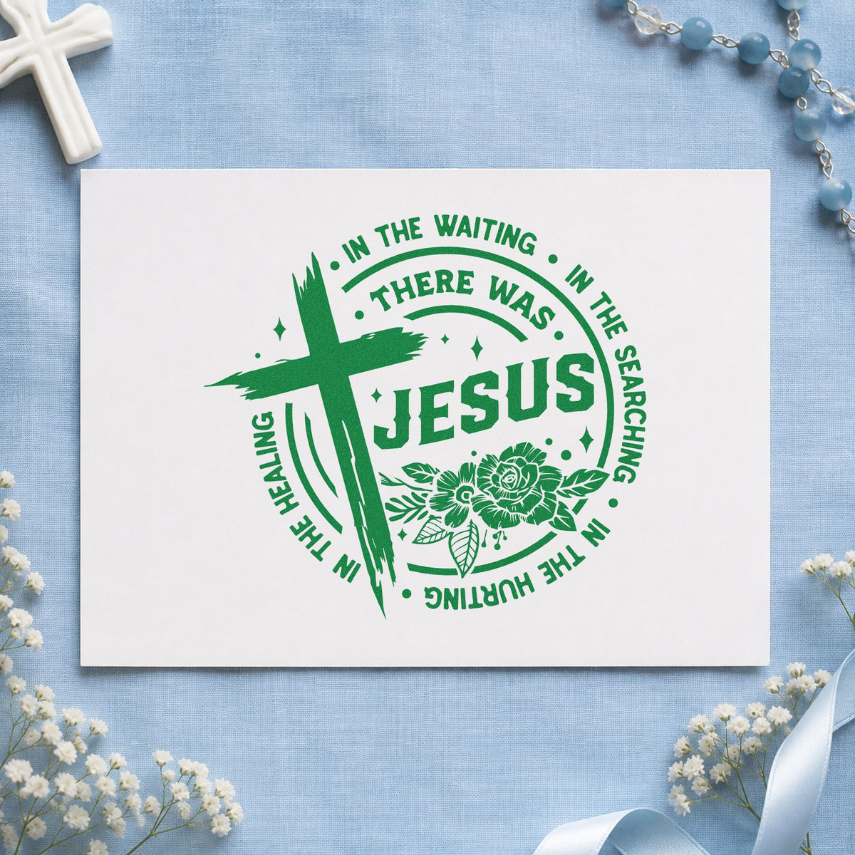 There Was Jesus With Cross Stamp – Slim Pre-Inked in use 3