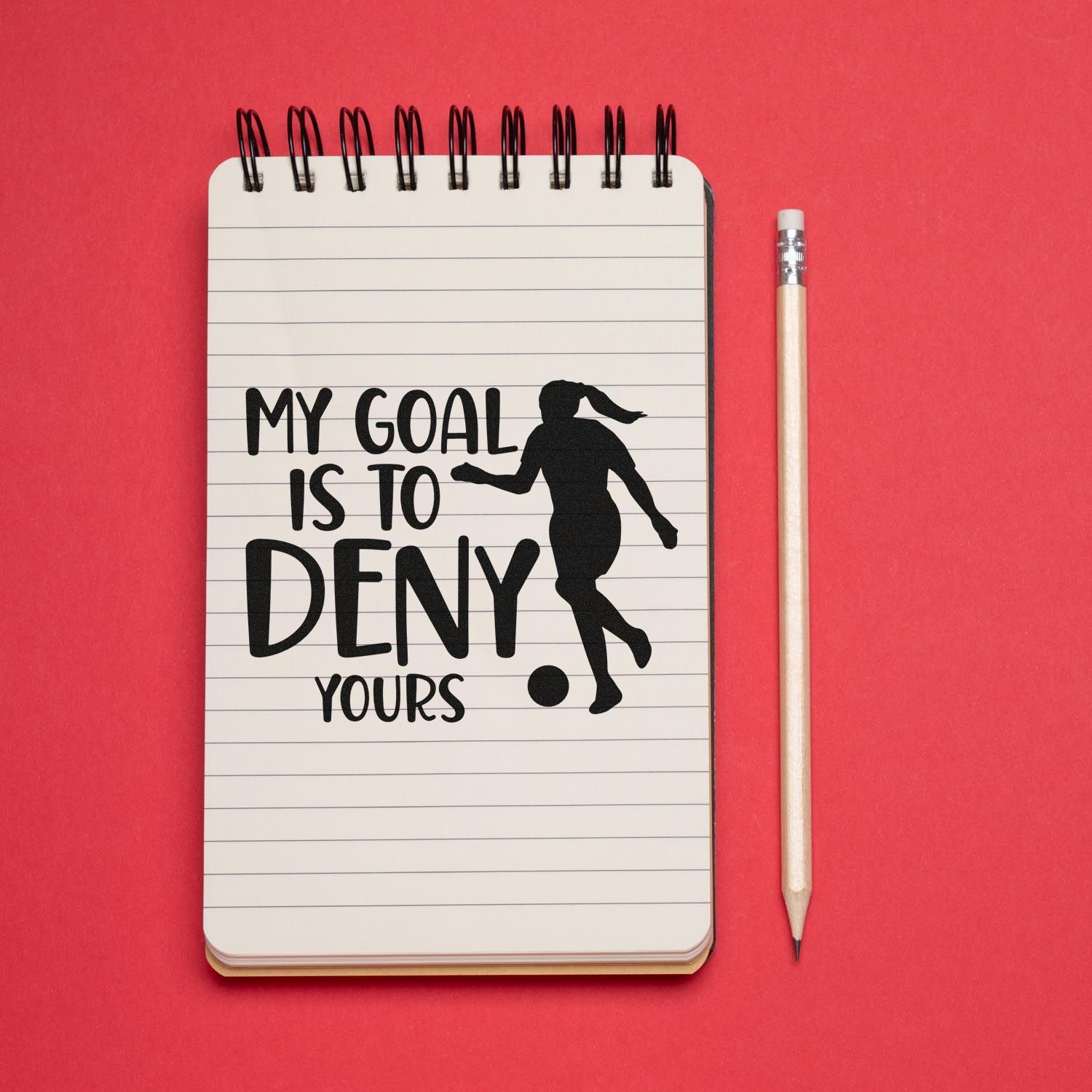 Soccer rubber stamp design with slogan My goal is to deny yours for sports journals, planners, and coach crafts.