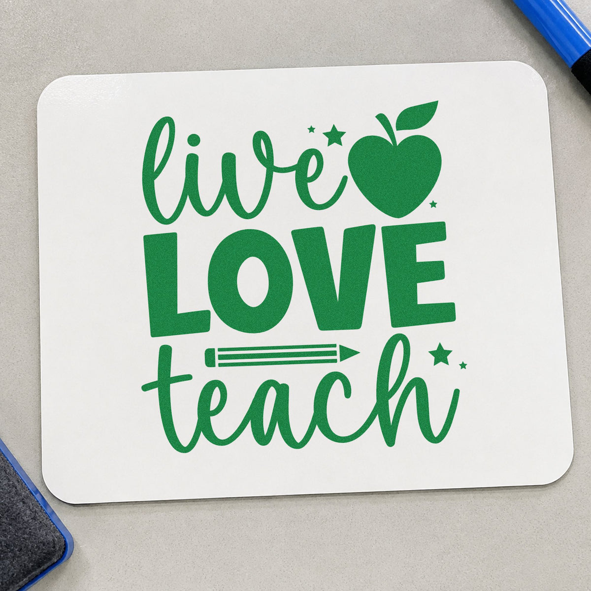 Live Love Teach Rubber Stamp – Duo Hand in use 8