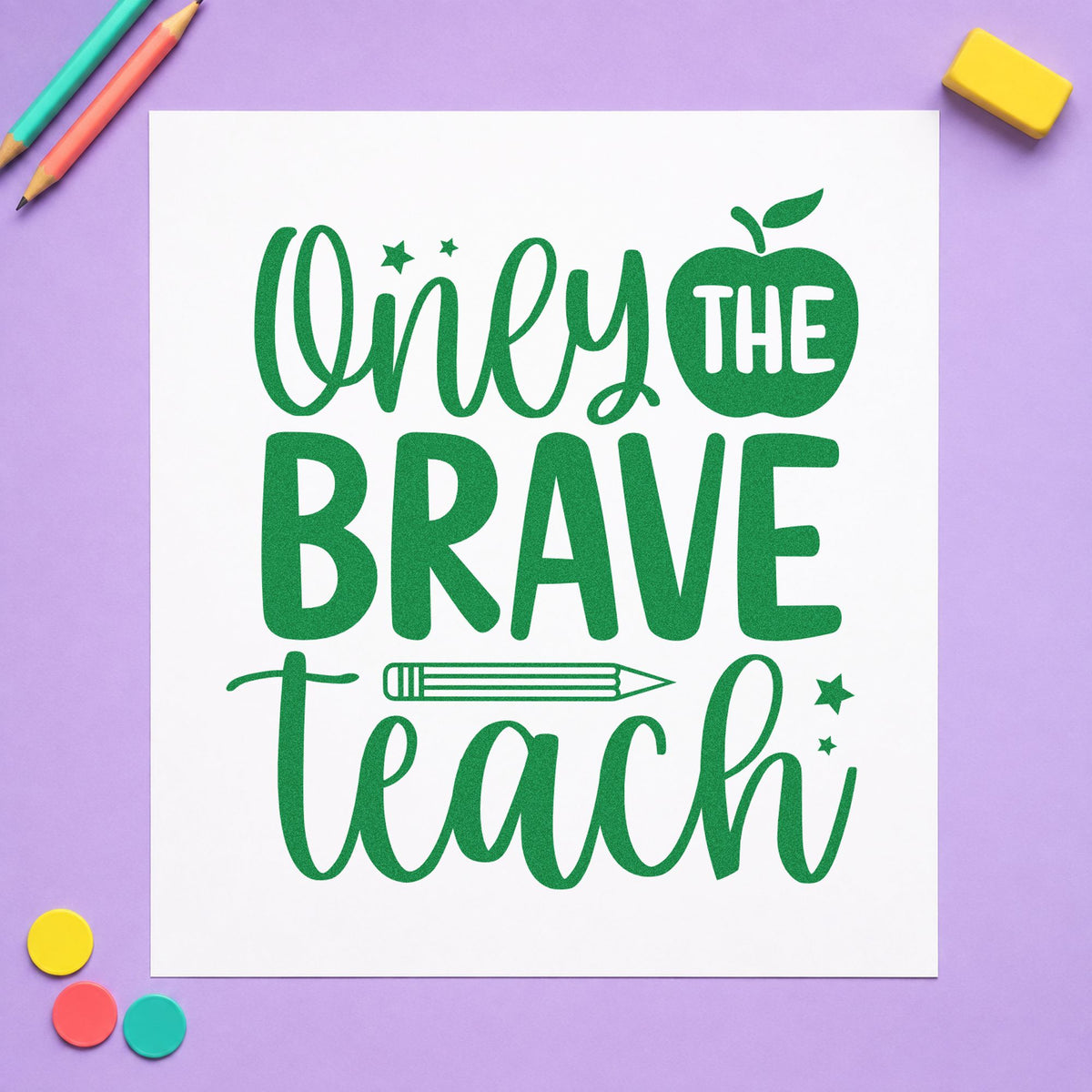 Only The Brave Teach Wood Handle Stamp in use 3