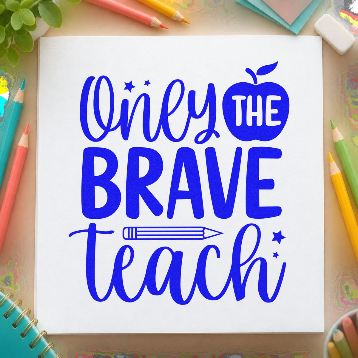 Slim Pre-Inked Only The Brave Teach Stamp in use 5