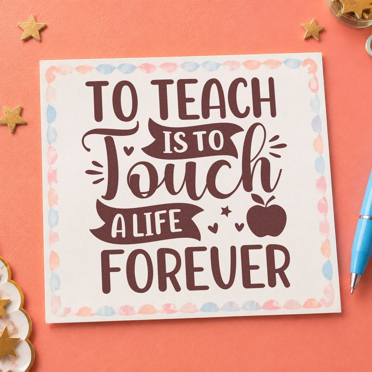 To Teach Is To Touch Apple Pre-Inked Stamp – Slim in use 4
