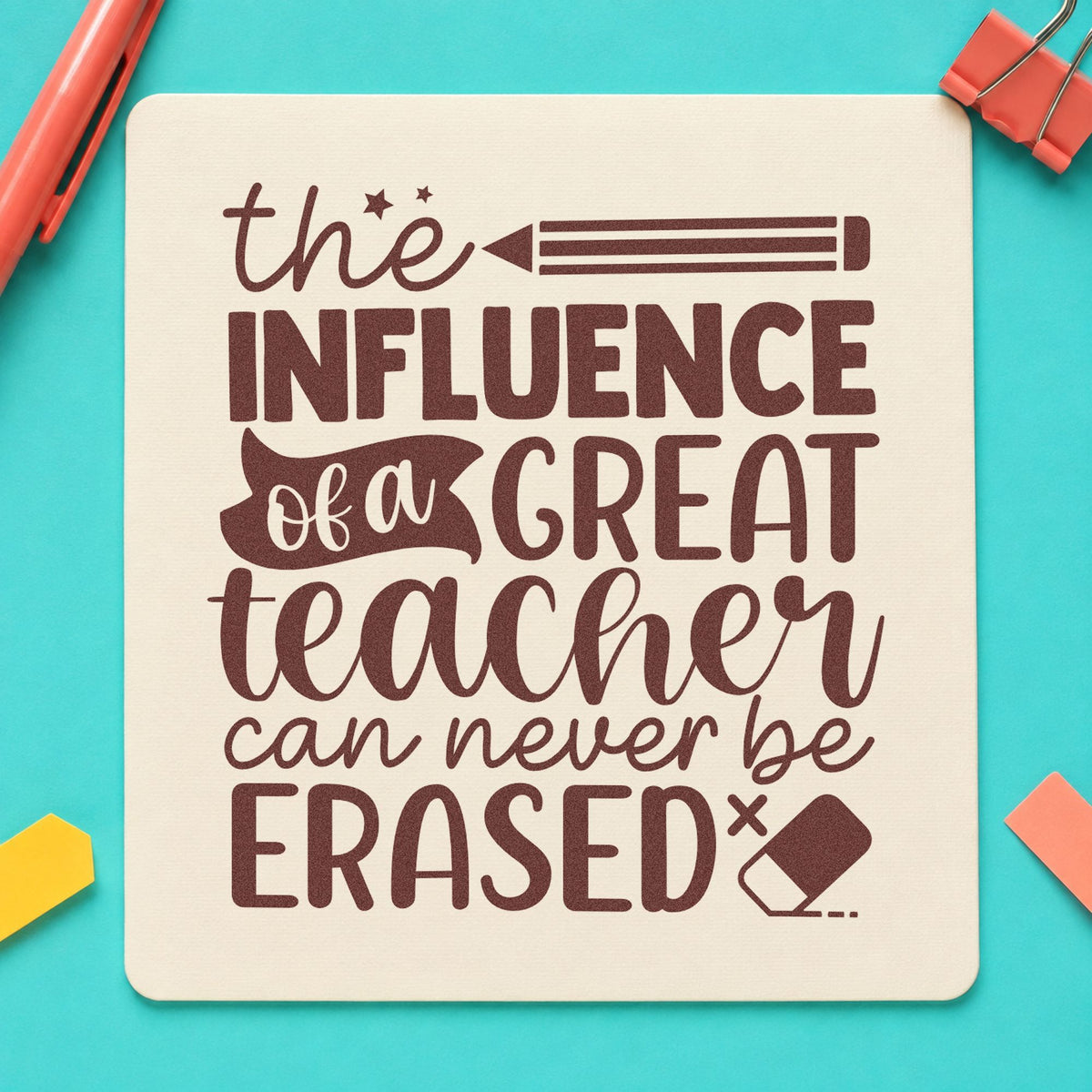 The Influence Of A Great Teacher Can Never Be Erased Self-Inking Stamp in use 4
