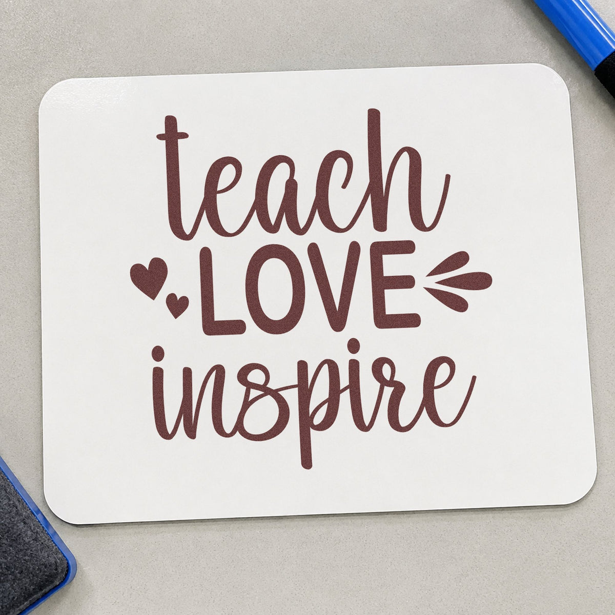 Teach Love Inspire Wood Handle Stamp in use 4